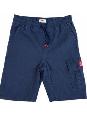 Levi’s Boys Size L 10/12 Navy Cargo Shorts Drawstring Stretch NWOT